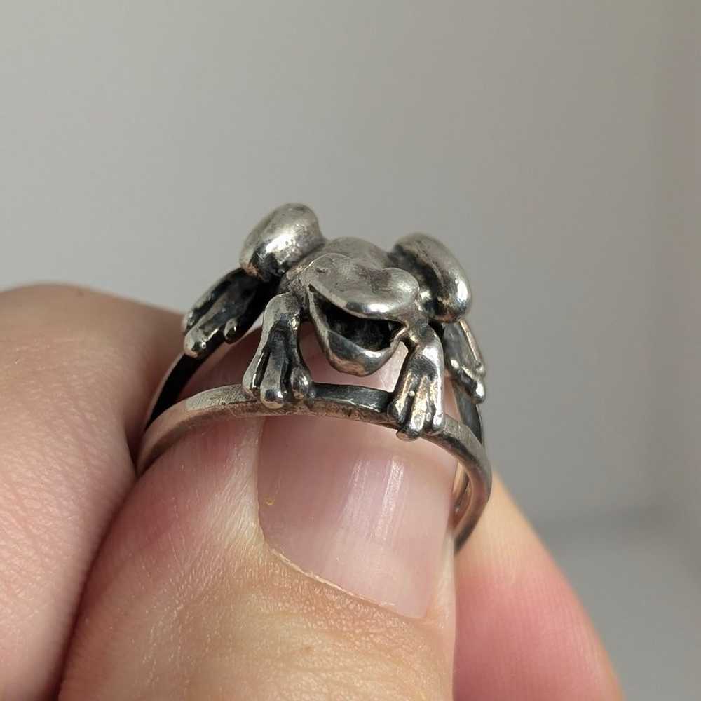 Vintage Sterling Silver Frog Ring Designer OTTO S… - image 1