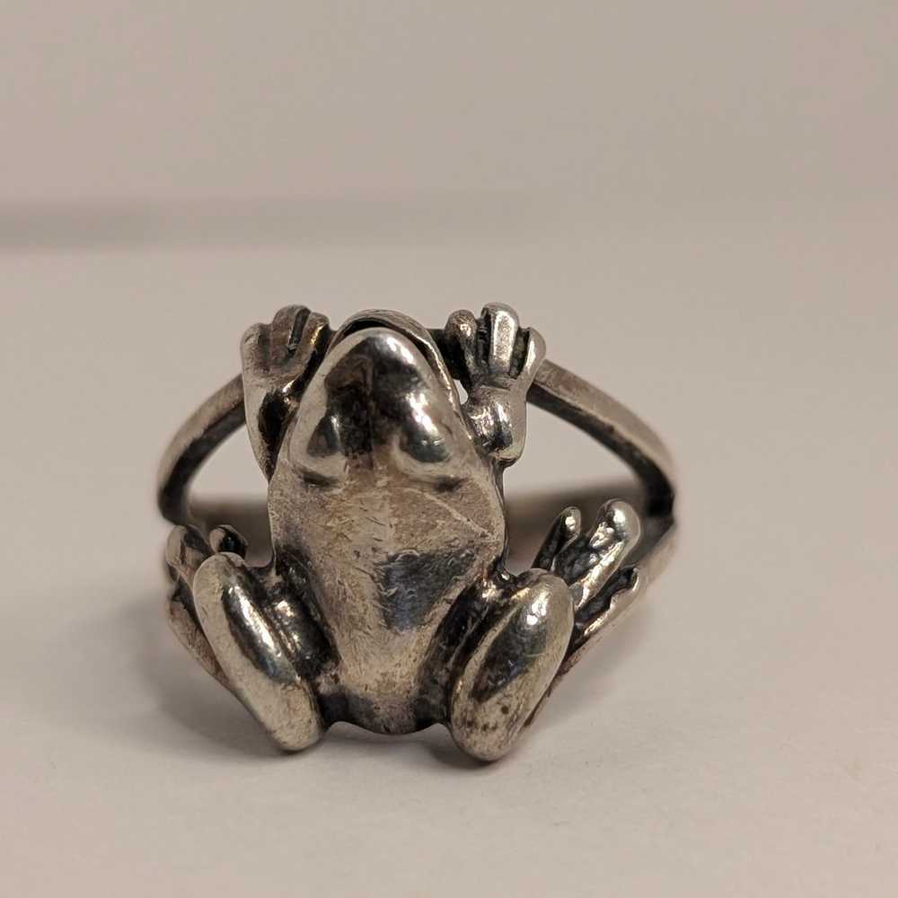 Vintage Sterling Silver Frog Ring Designer OTTO S… - image 2