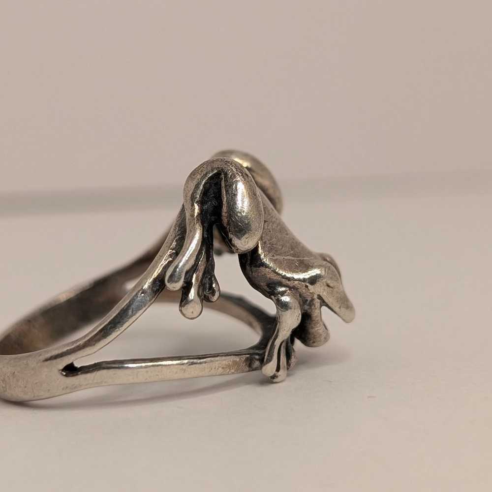 Vintage Sterling Silver Frog Ring Designer OTTO S… - image 3