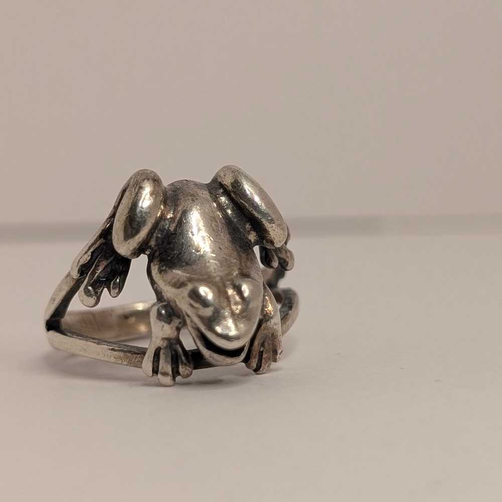 Vintage Sterling Silver Frog Ring Designer OTTO S… - image 5