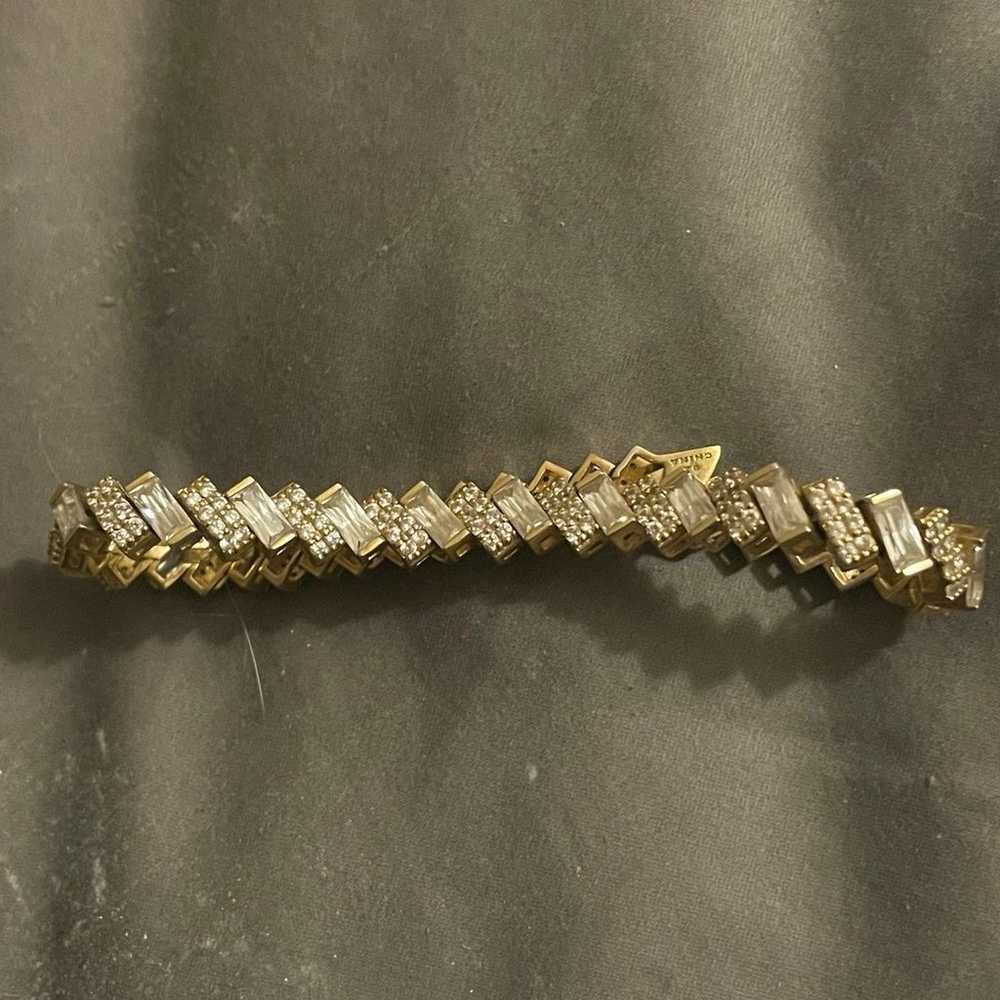 Gold sterling silver baguette bracelet - image 3