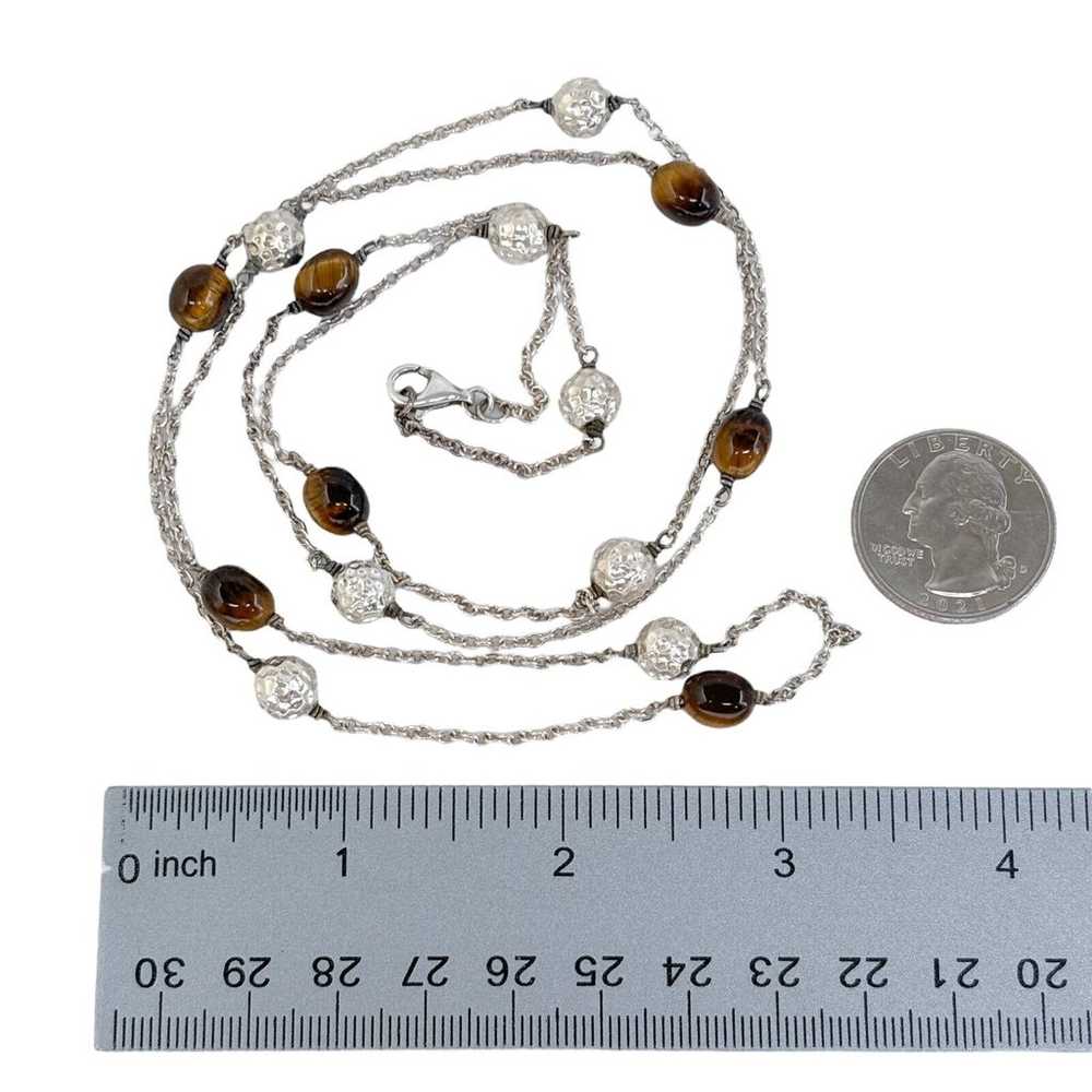 Vintage Sterling Silver 925 Tiger's Eye Beaded Ne… - image 3