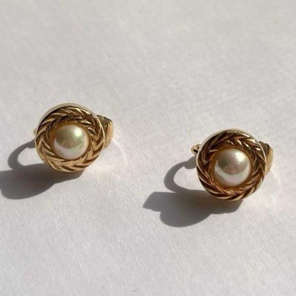 Dior Vintage Faux Pearl × Gold Earrings - image 2