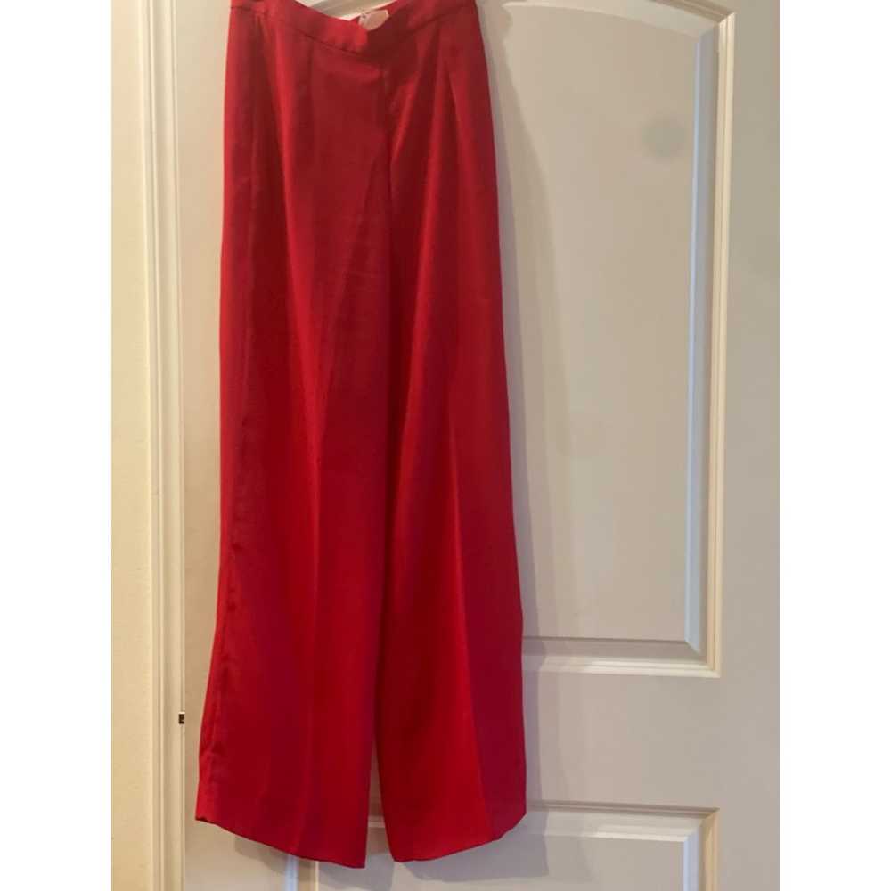 Pant red crepe sheer  10” wide leg size 10 42” lo… - image 1