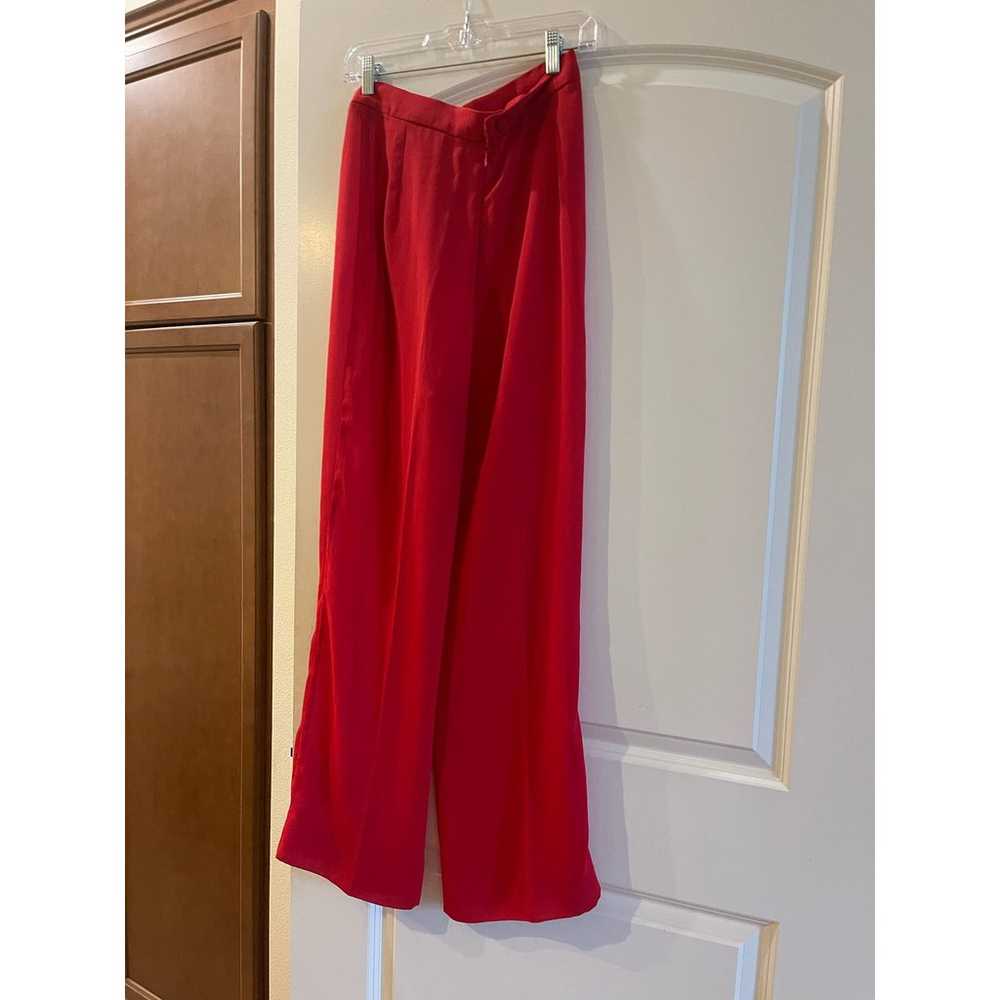 Pant red crepe sheer  10” wide leg size 10 42” lo… - image 2