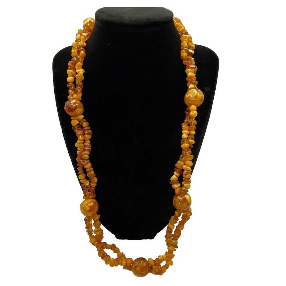 Vintage Baltic Amber Necklace Double Strand Large… - image 1