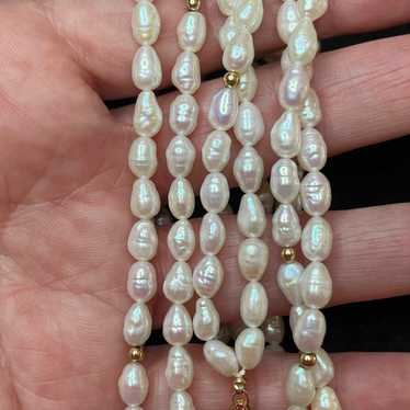 Vintage 24” Double Strand Freshwater Pearls With 1