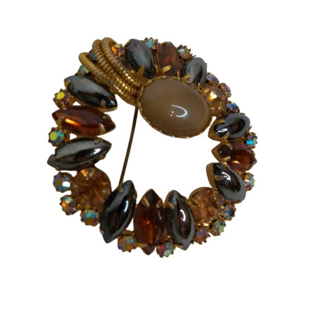 Alice Caviness Round Brooch Hematite Topaz Aurora… - image 1