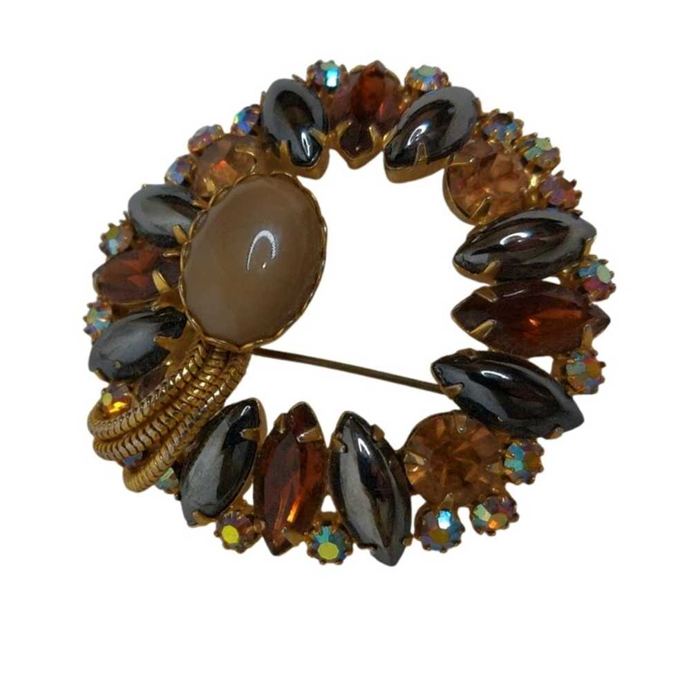 Alice Caviness Round Brooch Hematite Topaz Aurora… - image 2