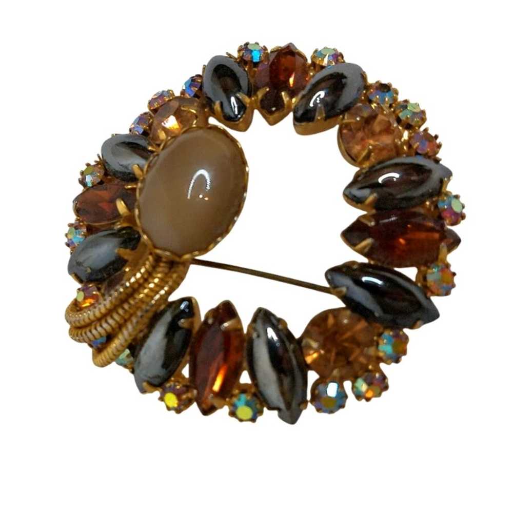 Alice Caviness Round Brooch Hematite Topaz Aurora… - image 4