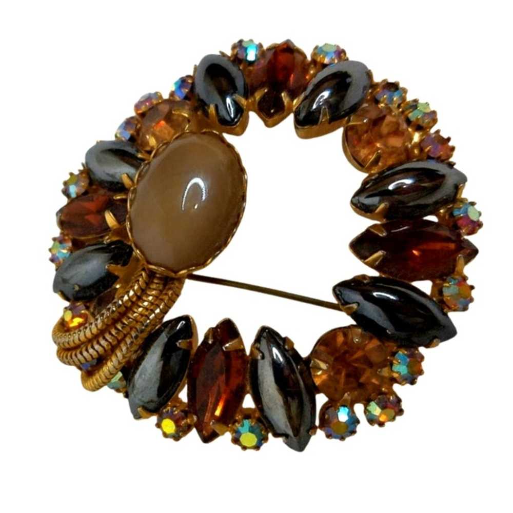 Alice Caviness Round Brooch Hematite Topaz Aurora… - image 5