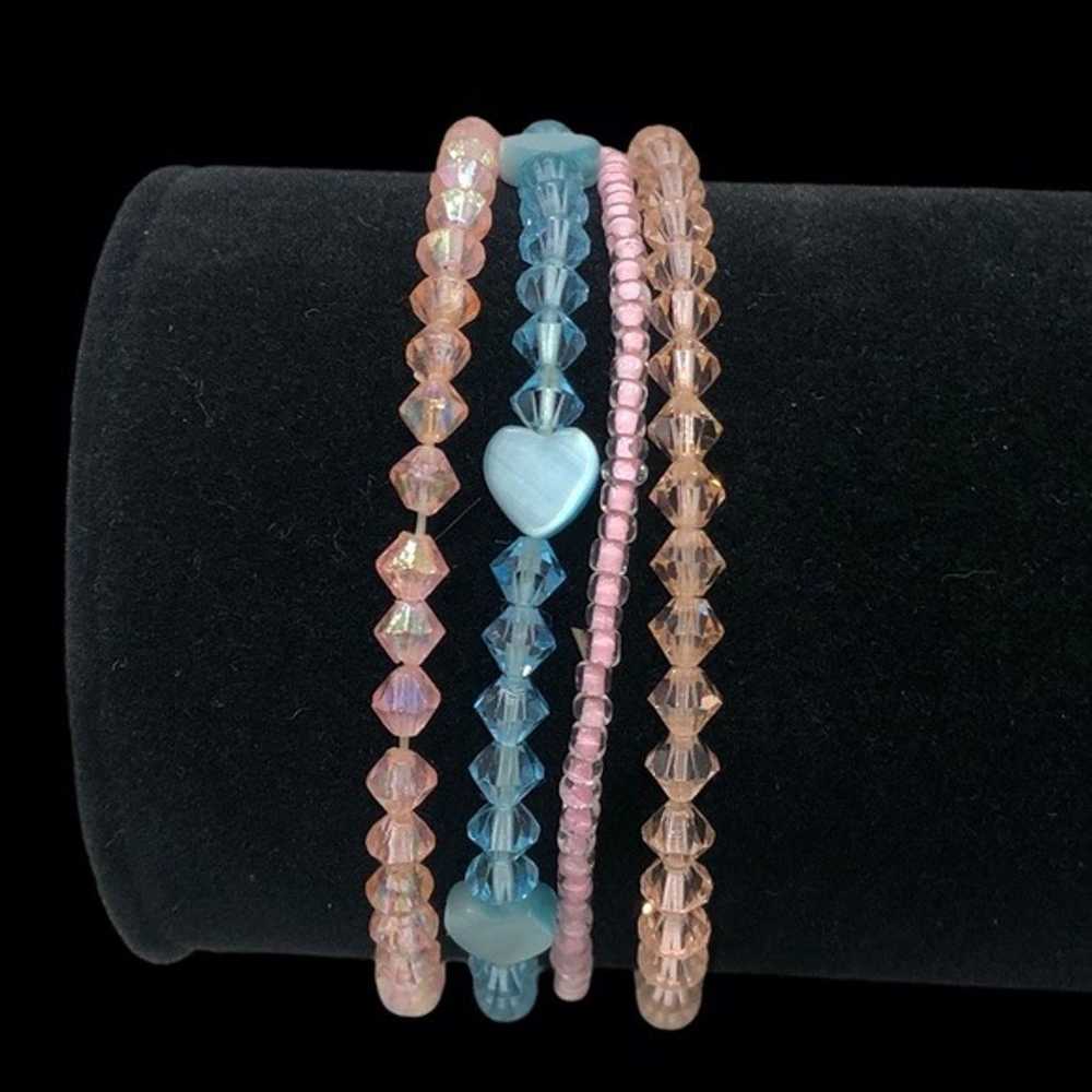 CRYSTAL STRETCH BRACELETS - PINK, PEACH, & BLUE -… - image 10