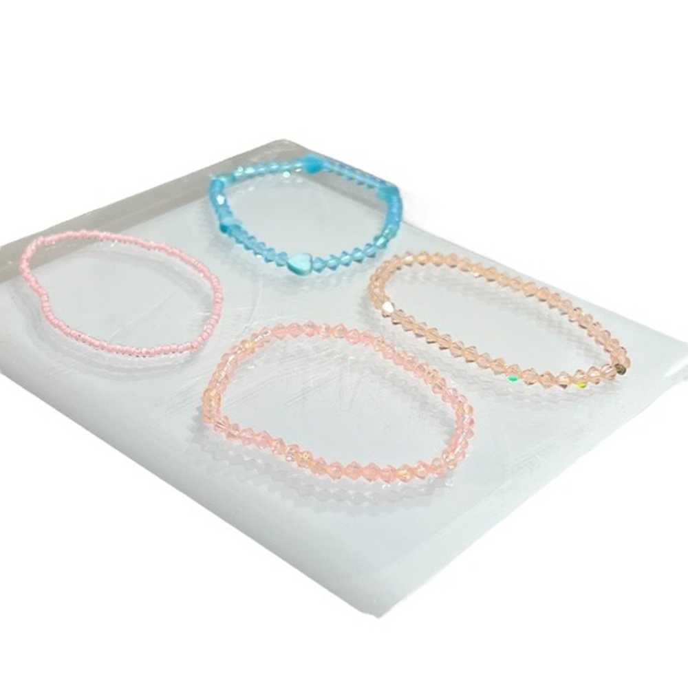 CRYSTAL STRETCH BRACELETS - PINK, PEACH, & BLUE -… - image 12