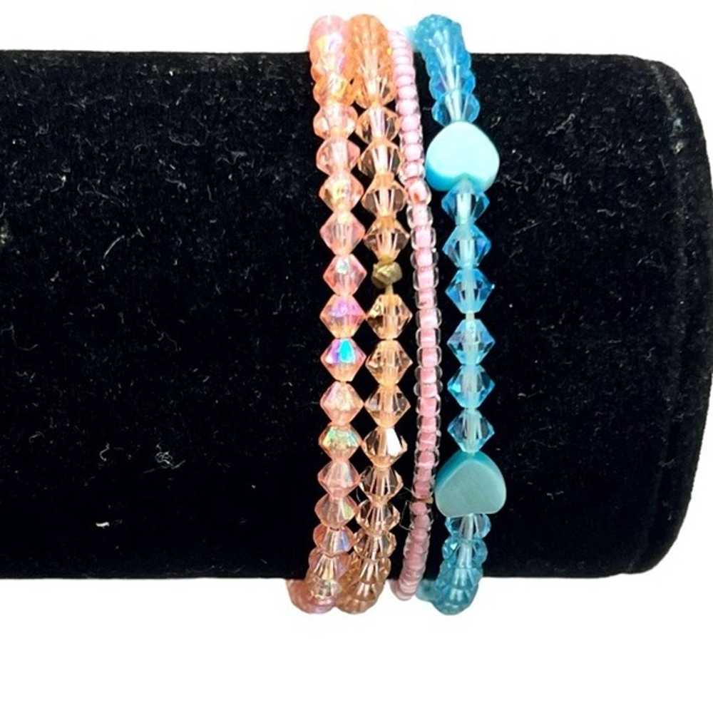 CRYSTAL STRETCH BRACELETS - PINK, PEACH, & BLUE -… - image 1