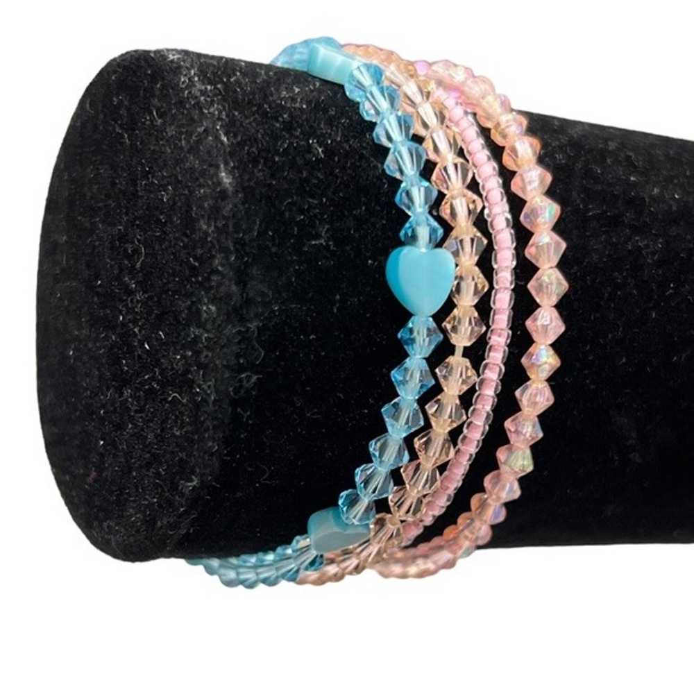 CRYSTAL STRETCH BRACELETS - PINK, PEACH, & BLUE -… - image 2