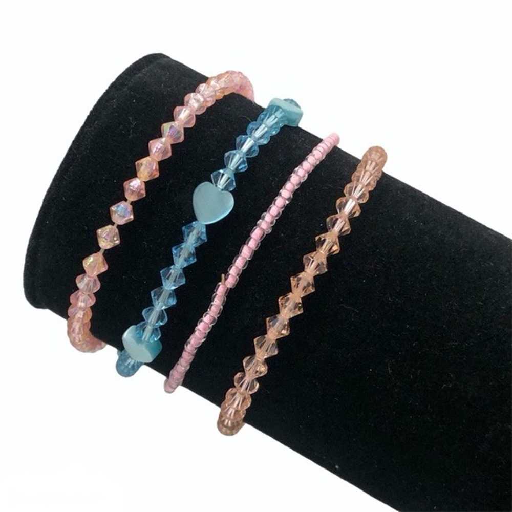 CRYSTAL STRETCH BRACELETS - PINK, PEACH, & BLUE -… - image 3