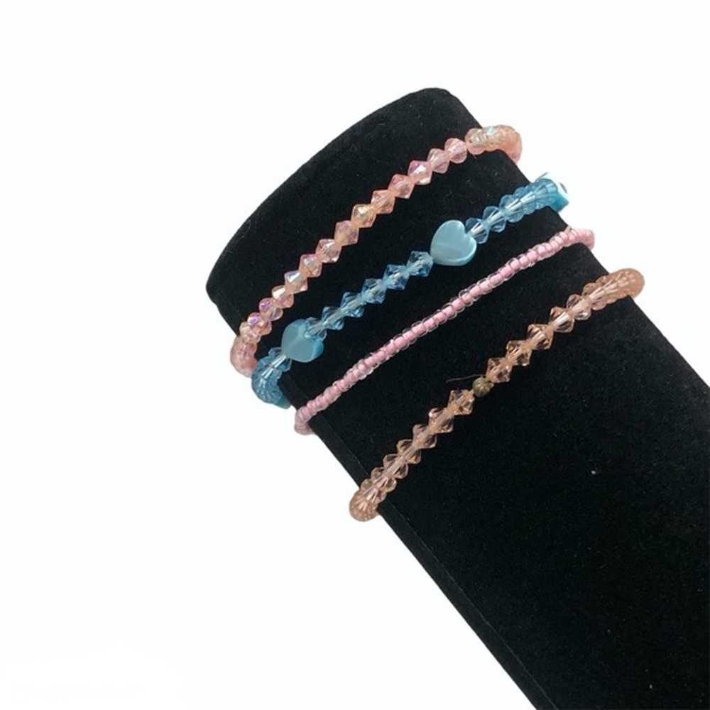 CRYSTAL STRETCH BRACELETS - PINK, PEACH, & BLUE -… - image 4