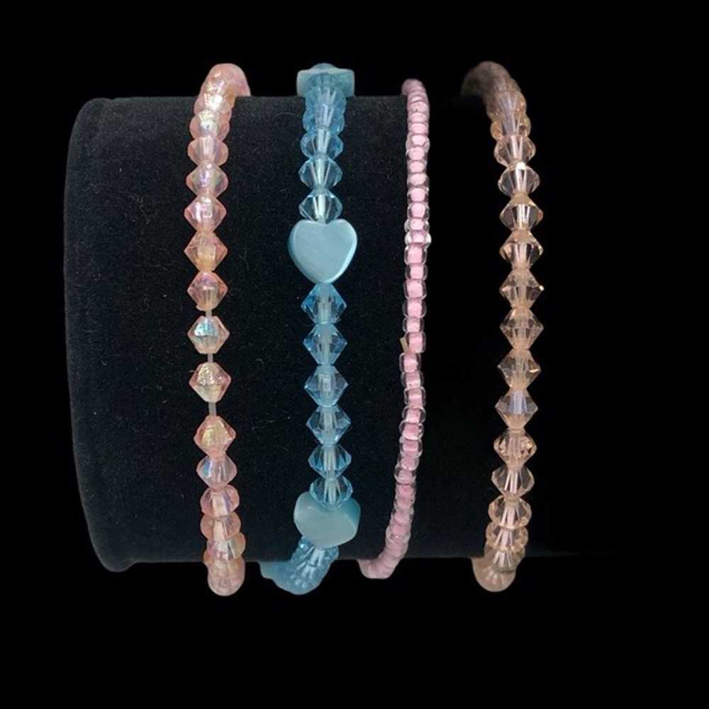 CRYSTAL STRETCH BRACELETS - PINK, PEACH, & BLUE -… - image 5