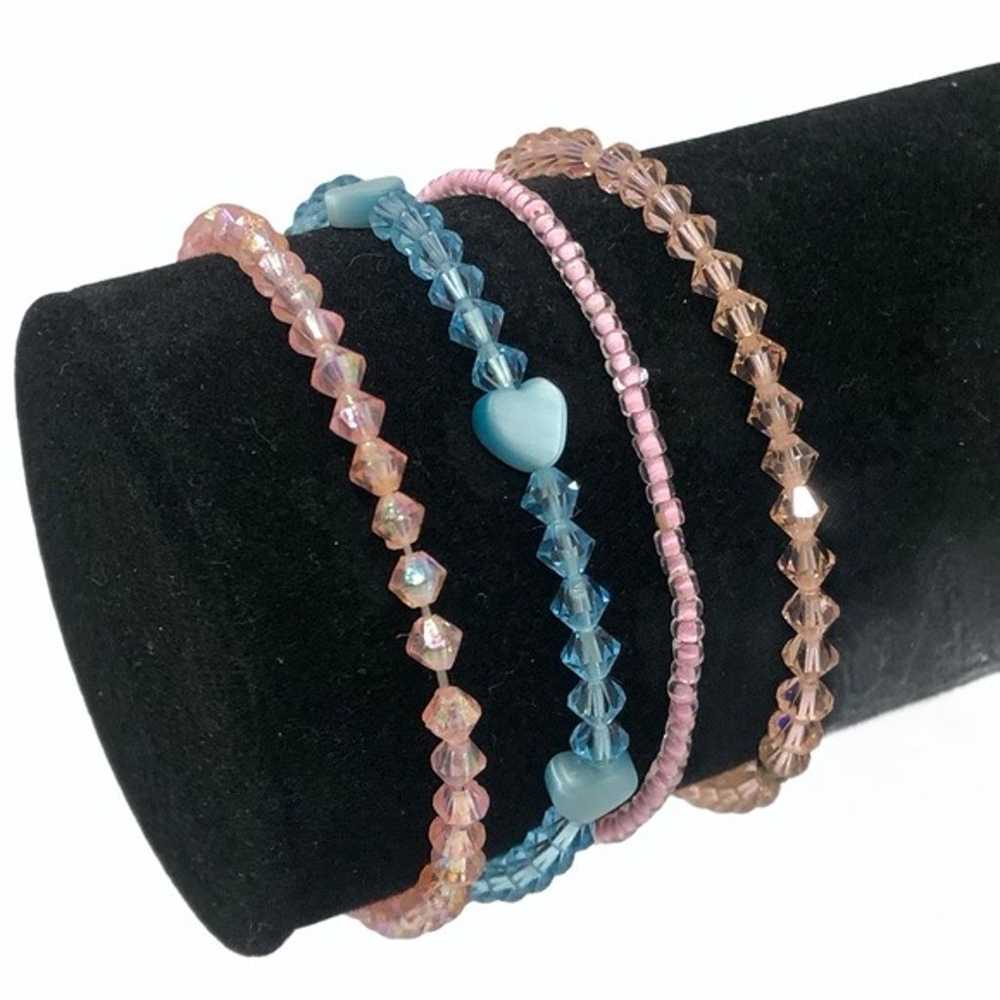 CRYSTAL STRETCH BRACELETS - PINK, PEACH, & BLUE -… - image 6