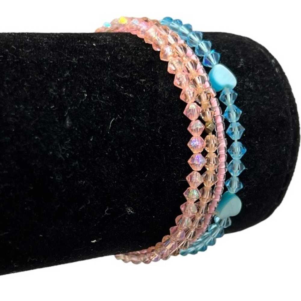 CRYSTAL STRETCH BRACELETS - PINK, PEACH, & BLUE -… - image 7