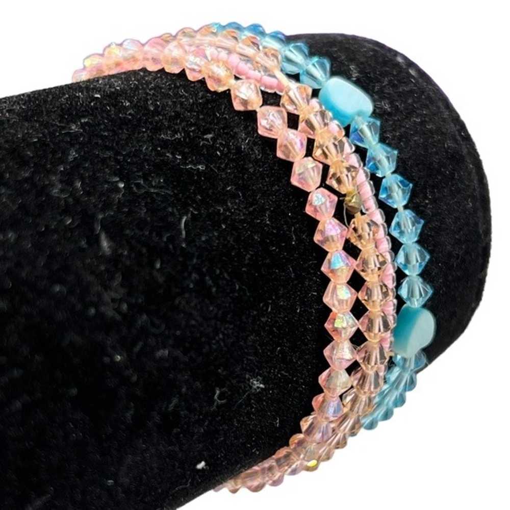 CRYSTAL STRETCH BRACELETS - PINK, PEACH, & BLUE -… - image 8