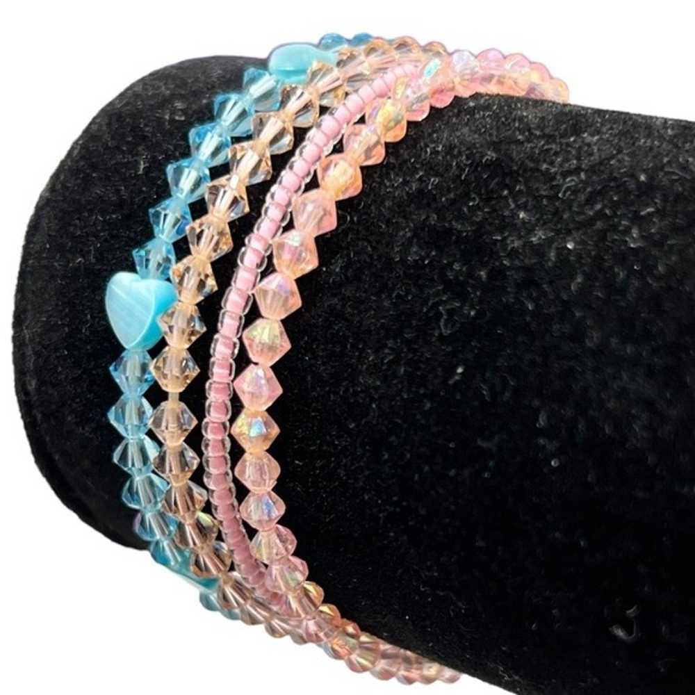 CRYSTAL STRETCH BRACELETS - PINK, PEACH, & BLUE -… - image 9