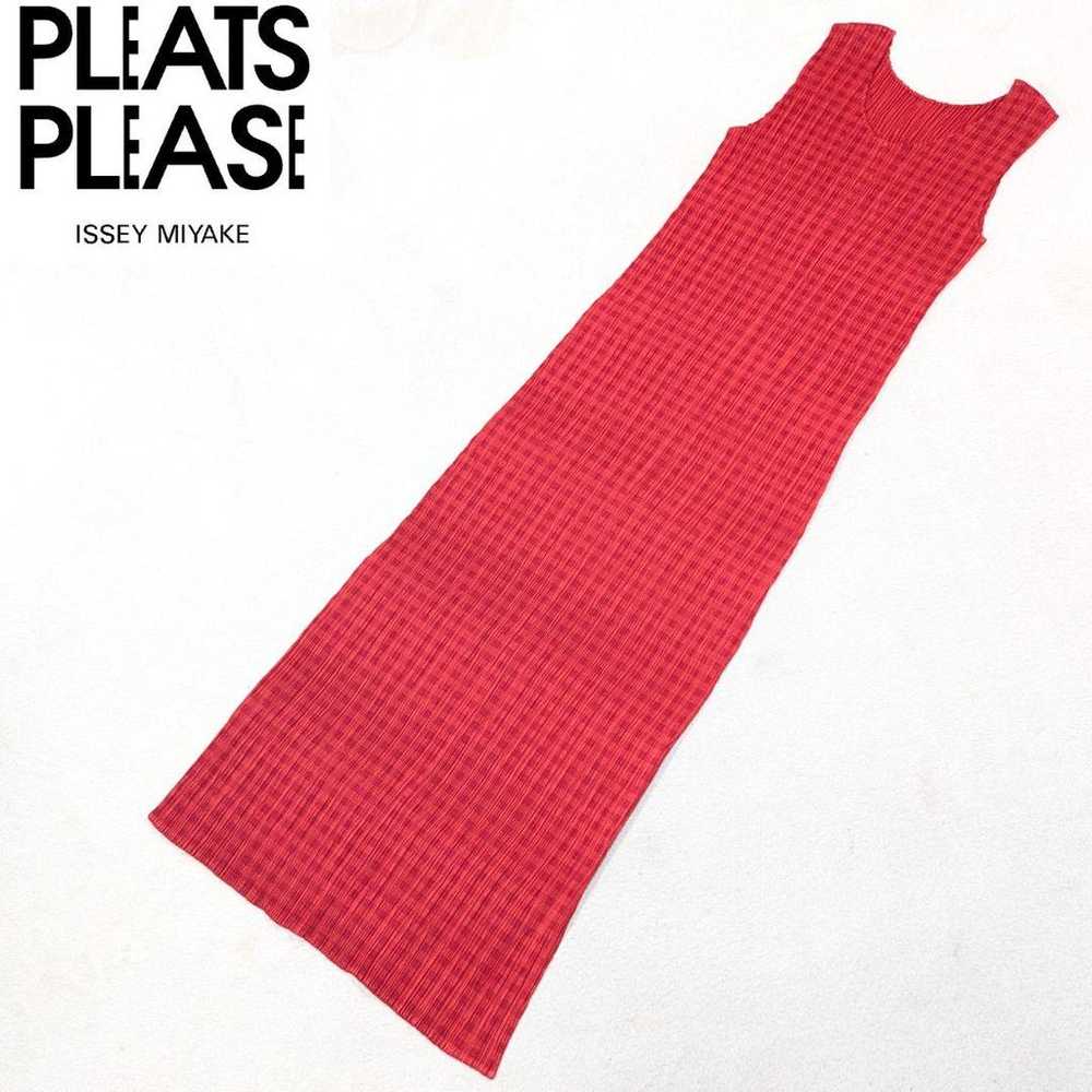 Pleats Please Issey Miyake Check × Solid Pleated … - image 1