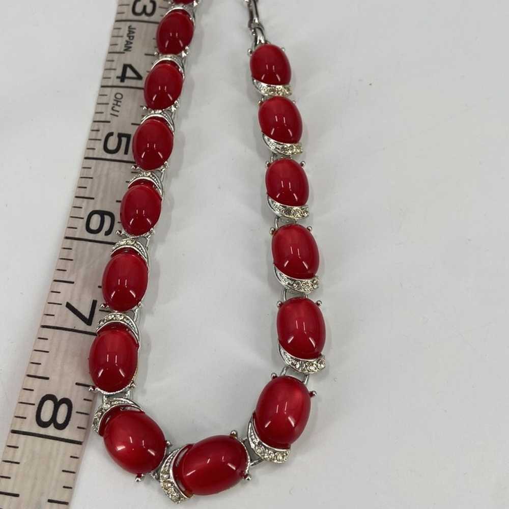 Vintage Caro red and silver necklace and bracelet… - image 10