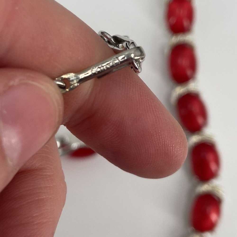 Vintage Caro red and silver necklace and bracelet… - image 6