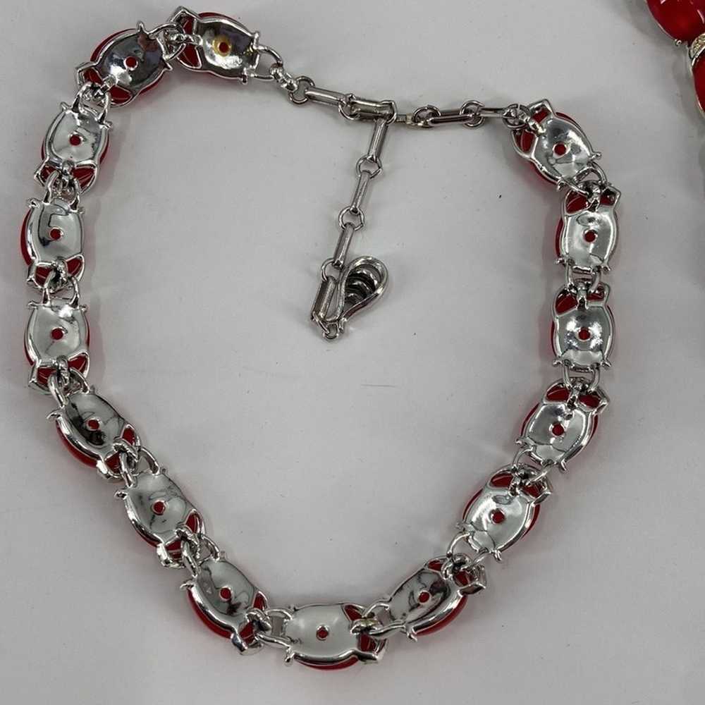 Vintage Caro red and silver necklace and bracelet… - image 7