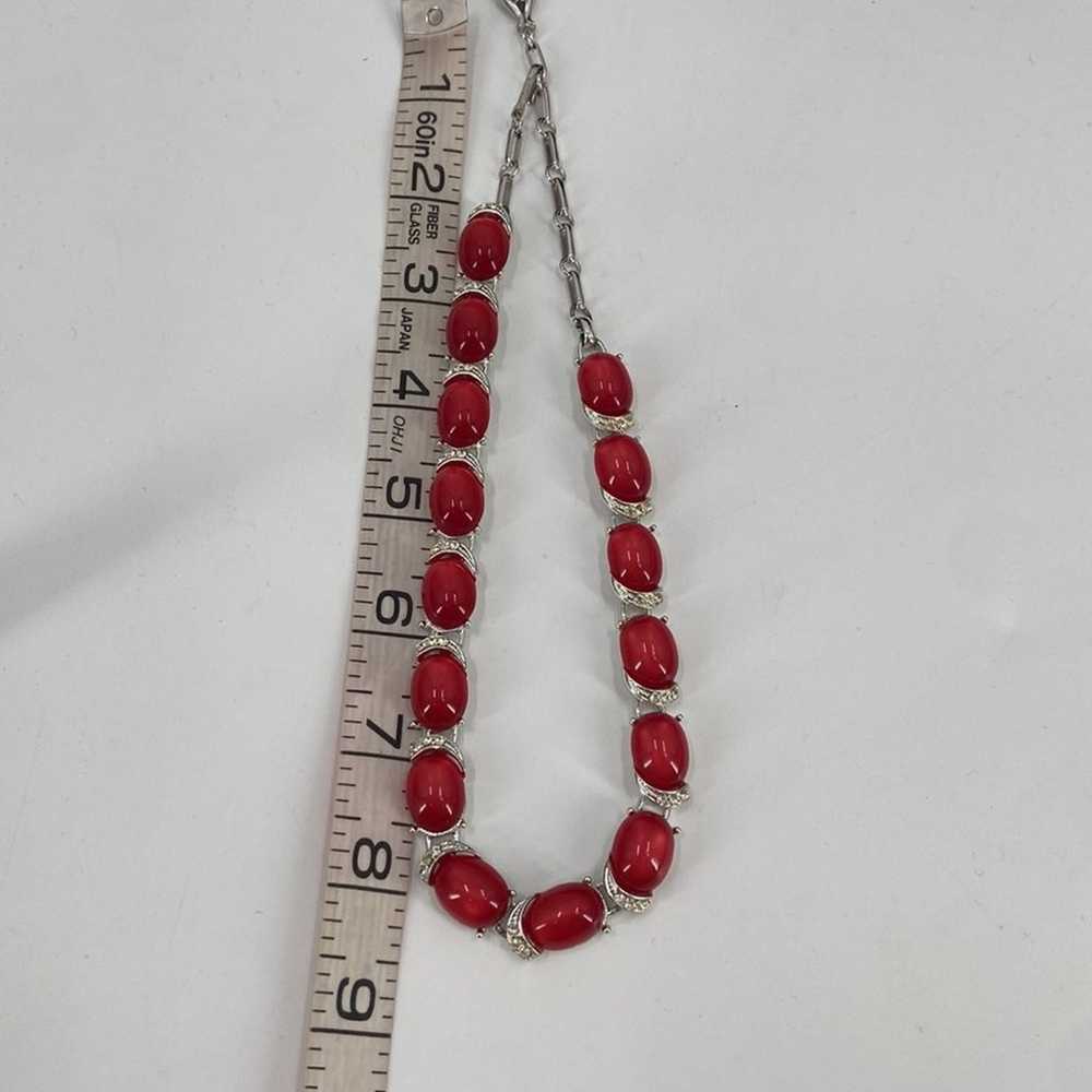 Vintage Caro red and silver necklace and bracelet… - image 9