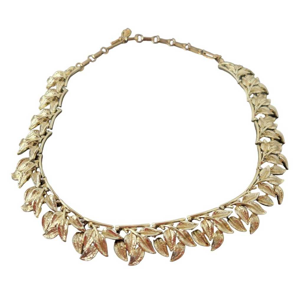 Vintage Coro Gold-Tone Leaf Motif Necklace Bracel… - image 2