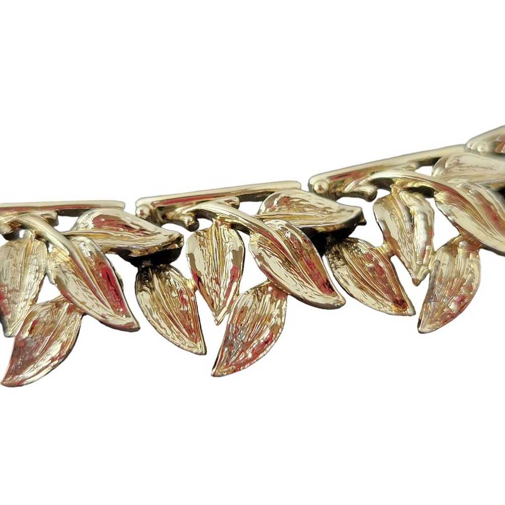 Vintage Coro Gold-Tone Leaf Motif Necklace Bracel… - image 4