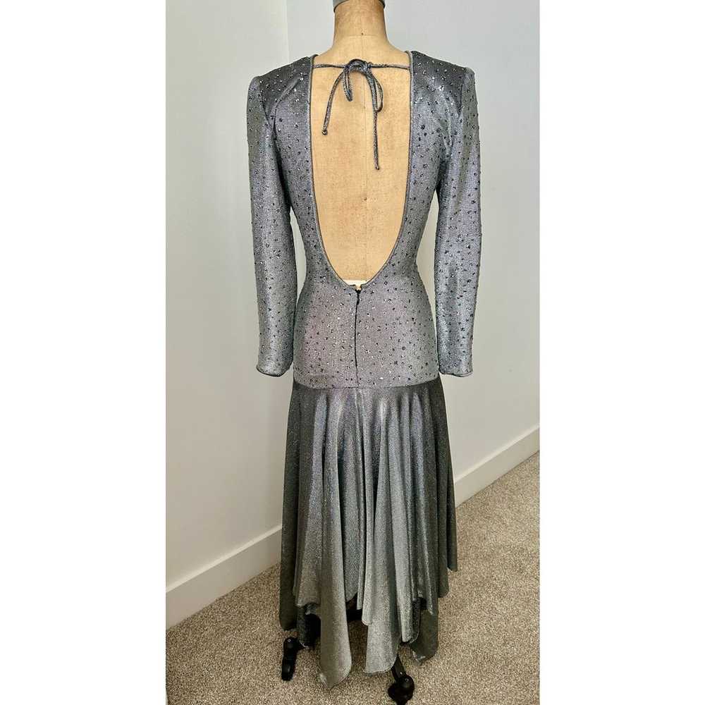 Lillie Rubin Vintage Silver Metallic Dress with R… - image 3