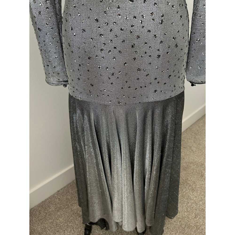 Lillie Rubin Vintage Silver Metallic Dress with R… - image 6