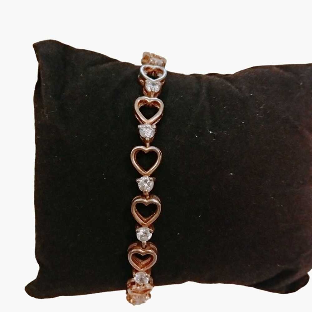 Gold Heart Link Bracelet Diamond Brilliance Lab C… - image 1