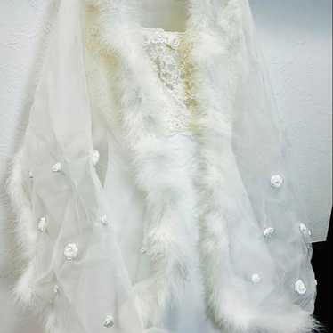 White wedding dress with shawl