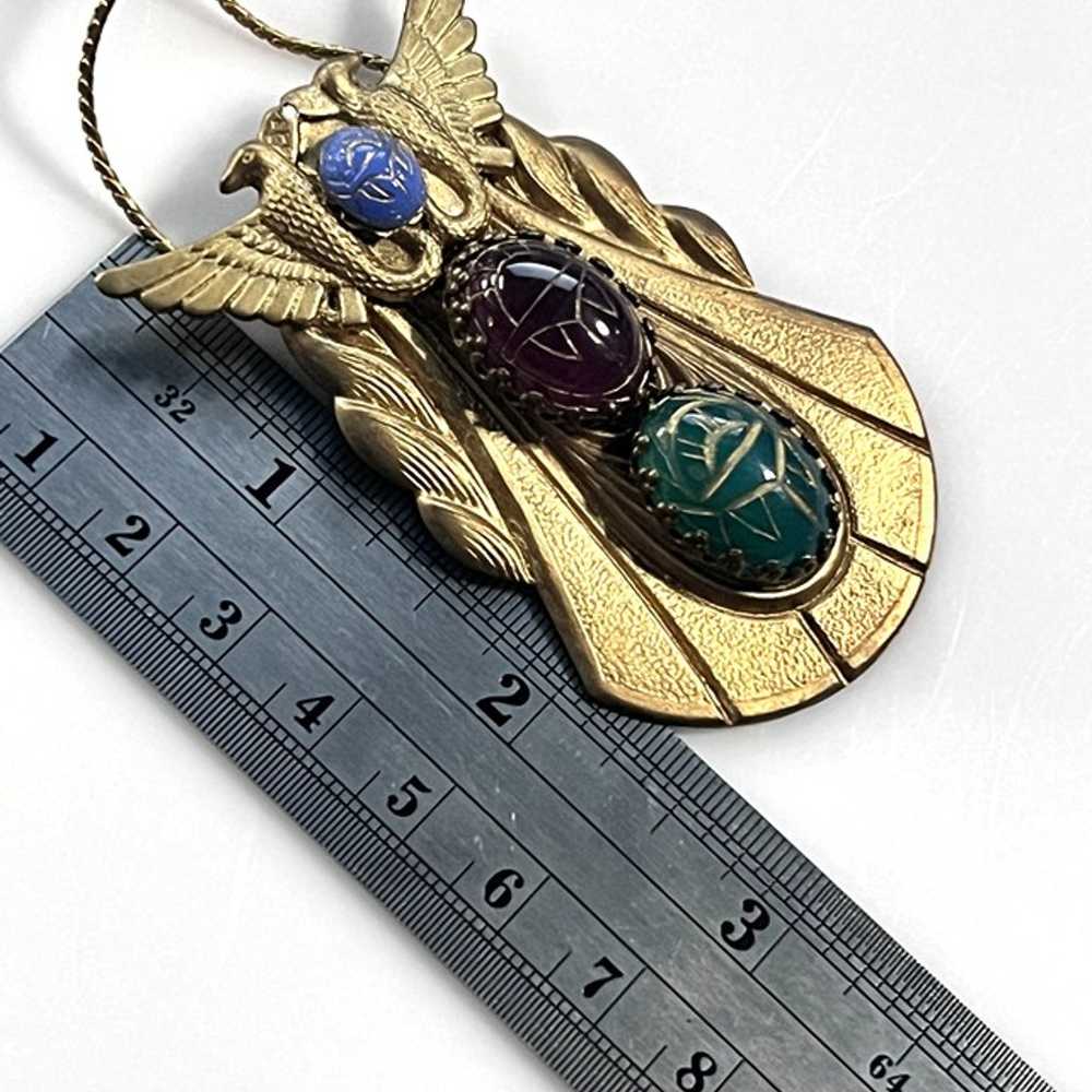 Retro Vintage Egyptian Revival Scarab Pendant Nec… - image 7