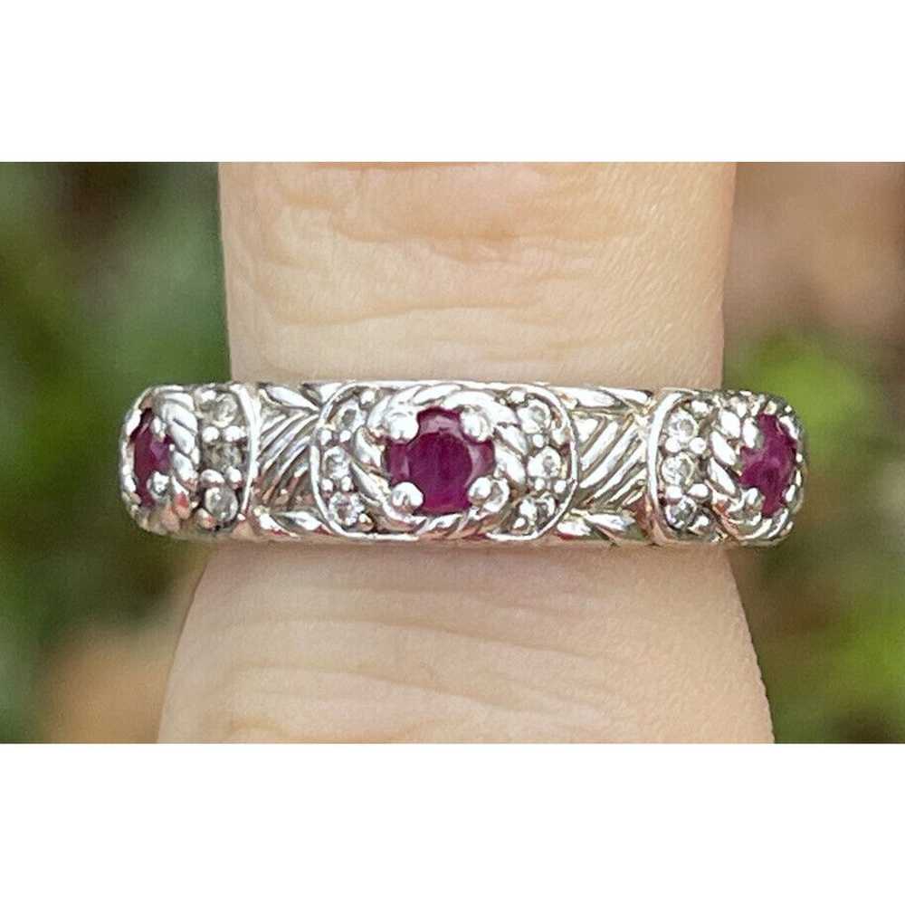 Judith Ripka Ruby Ring Estate Sterling Silver CZ … - image 2