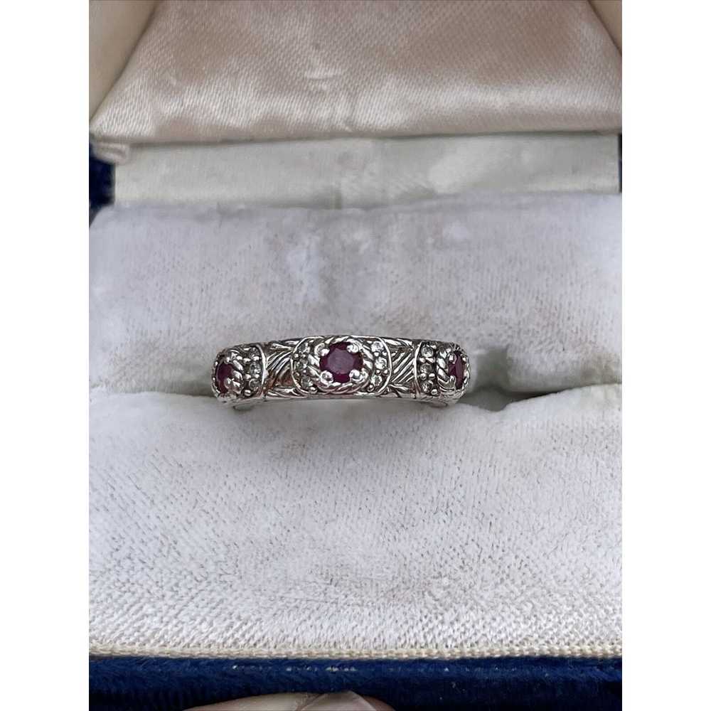 Judith Ripka Ruby Ring Estate Sterling Silver CZ … - image 5