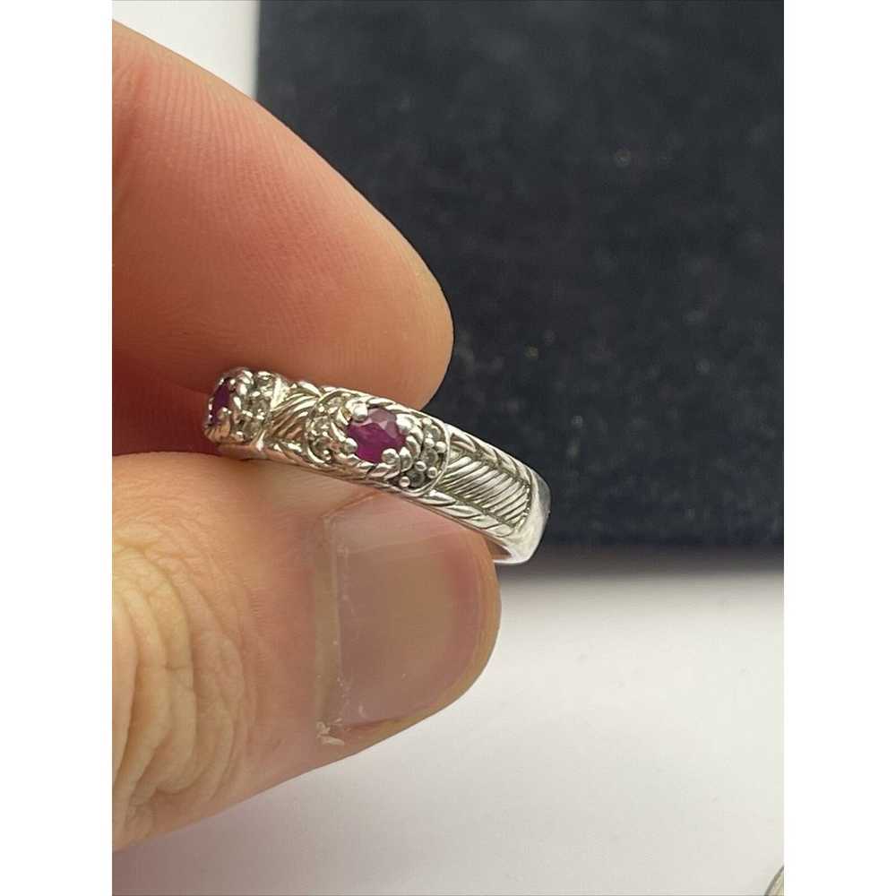 Judith Ripka Ruby Ring Estate Sterling Silver CZ … - image 9