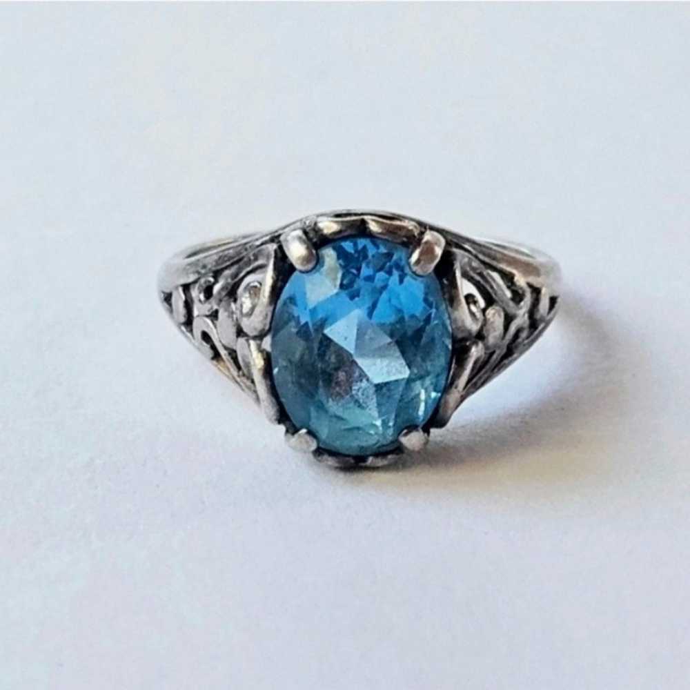 Vintage Kabana Sterling Silver Blue Topaz Ring - image 6