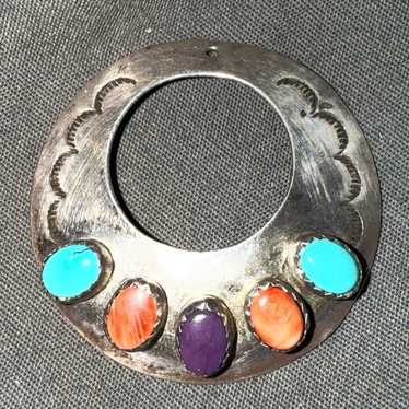 Large Sterling silver multi gemstone pendant - image 1