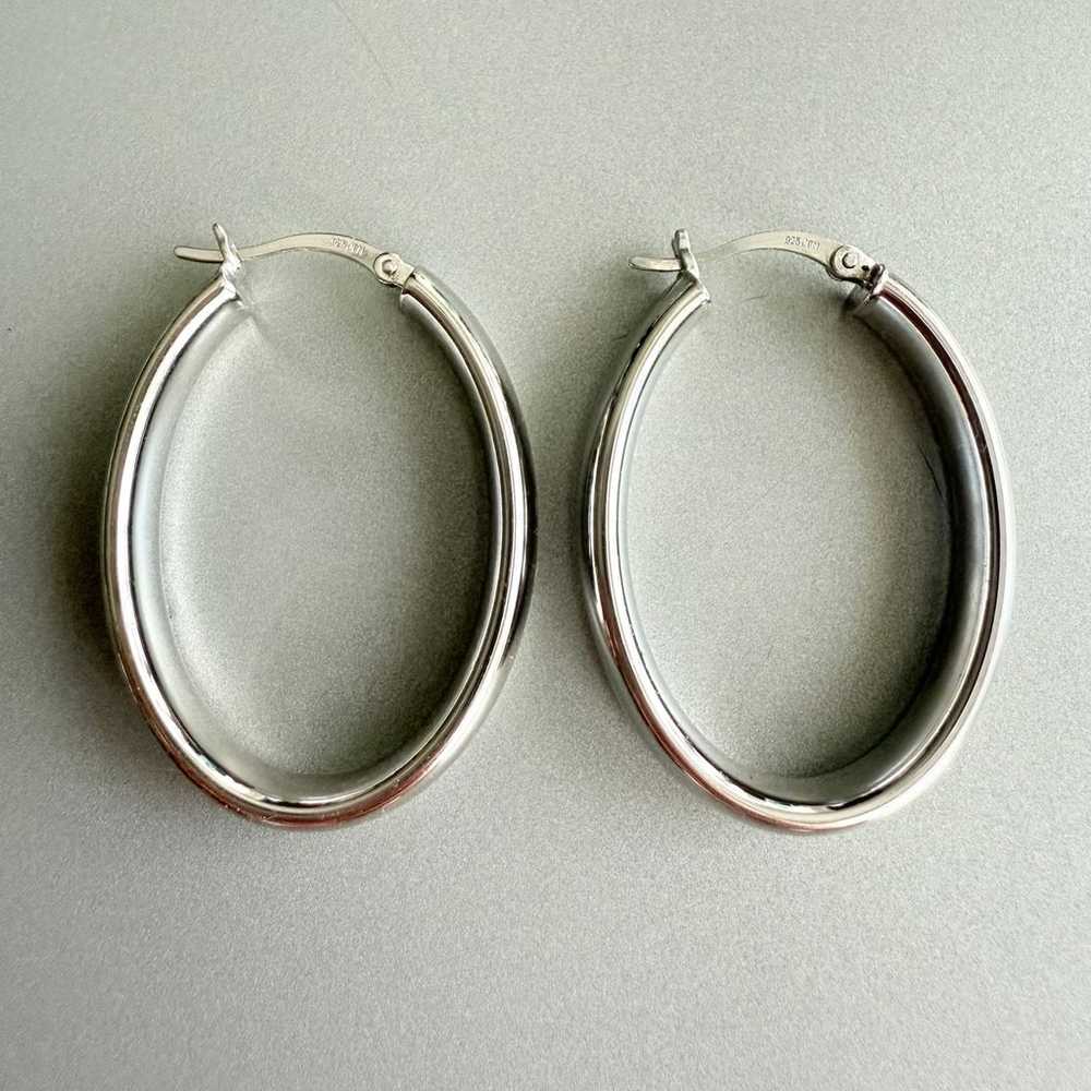 Jacmel Mauritius JCM Modern Oval Thick Hoop Sterl… - image 3