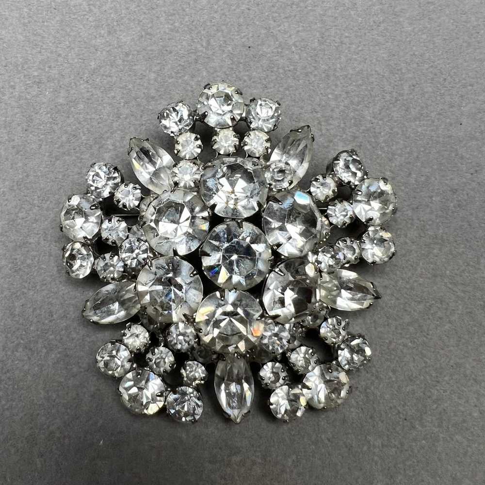 Juliana Clear Rhinestone Silver Tone Brooch and E… - image 2