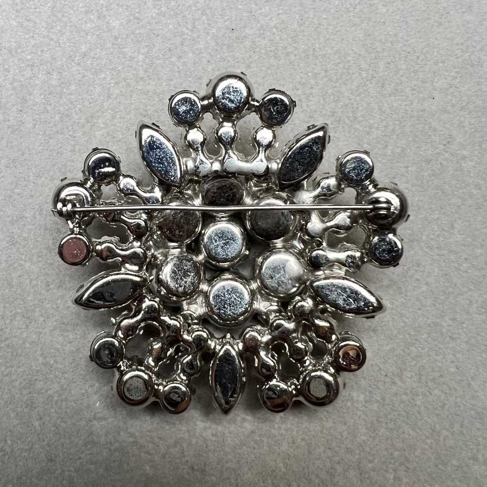 Juliana Clear Rhinestone Silver Tone Brooch and E… - image 3