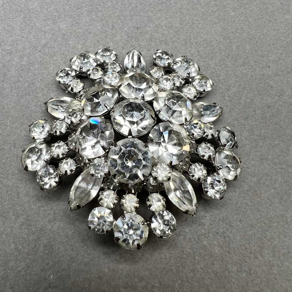 Juliana Clear Rhinestone Silver Tone Brooch and E… - image 4