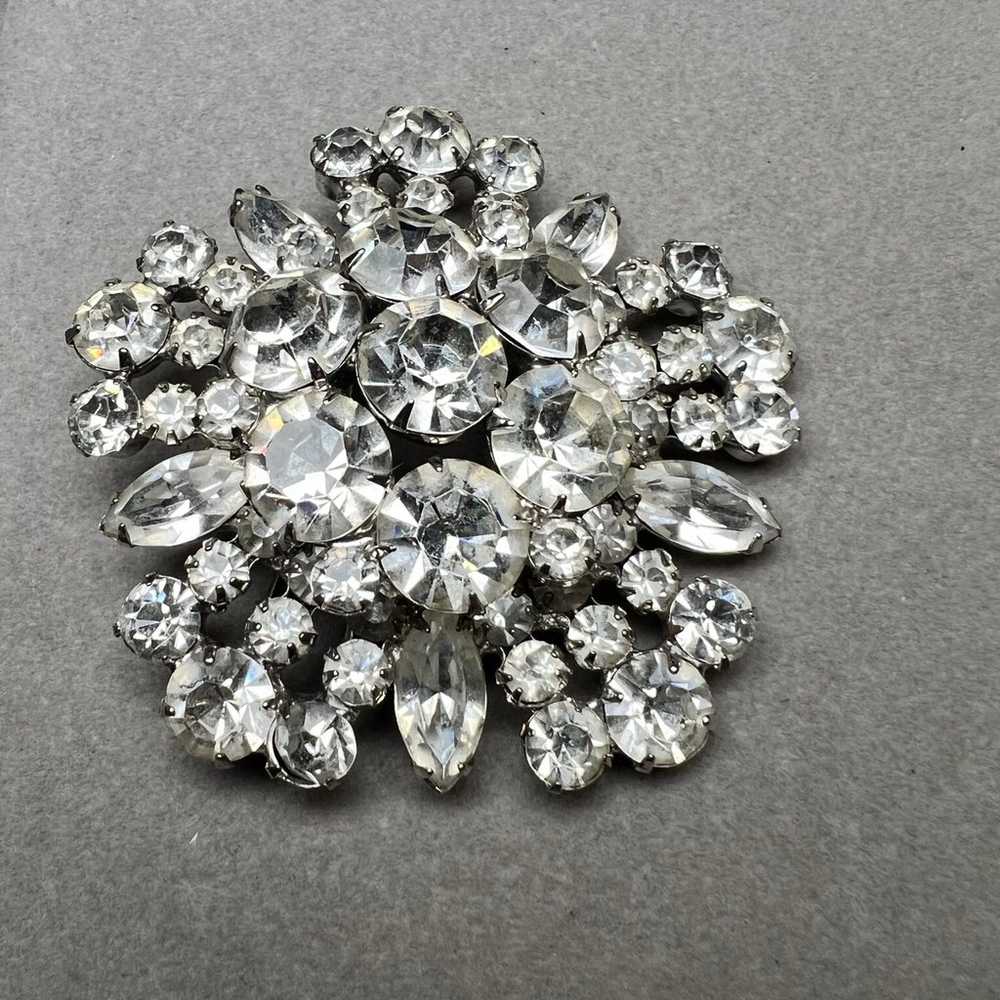 Juliana Clear Rhinestone Silver Tone Brooch and E… - image 5