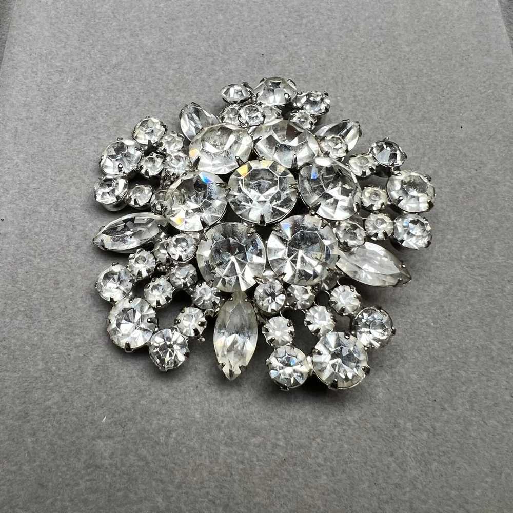 Juliana Clear Rhinestone Silver Tone Brooch and E… - image 6