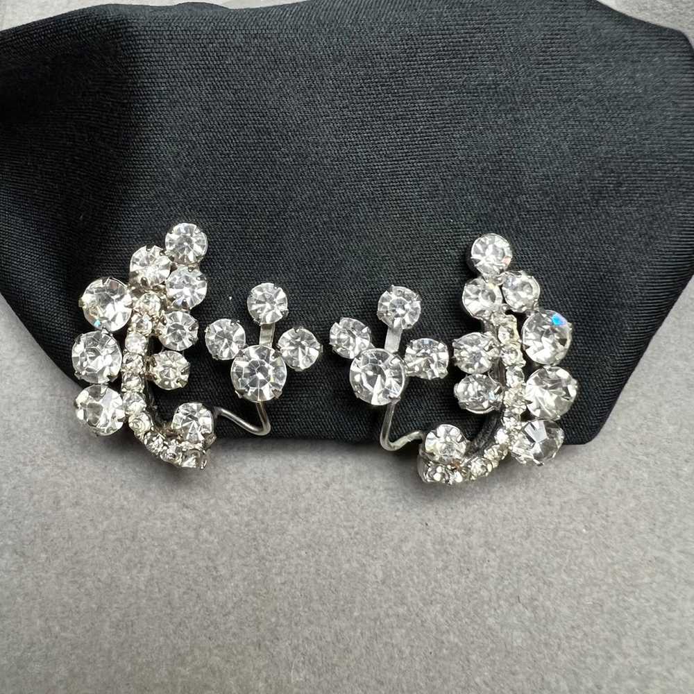 Juliana Clear Rhinestone Silver Tone Brooch and E… - image 7